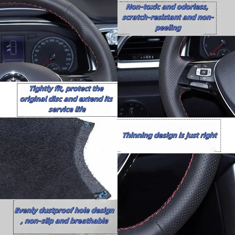Car Steering Wheel Suede Cover Hand-Sewn For Mercedes Benz C-Class A200 C260L E300 GLA220 GLC E Car Interior Accessories
