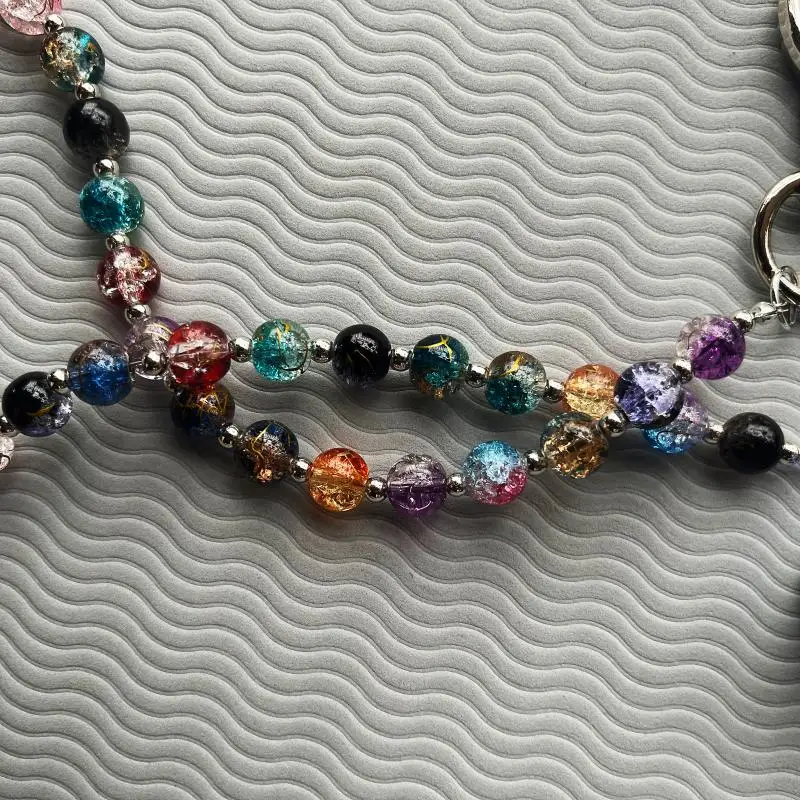 Original punk style pants chain, colorful beads, double-layer mixed color, niche design