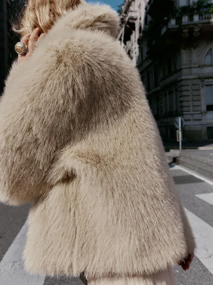 Sweet Ele dubbelzijdig namaakbont effect Jaet bovenkleding voor dames ort Sle Long Sve turn-down kraag herfst nieuwe Arr...