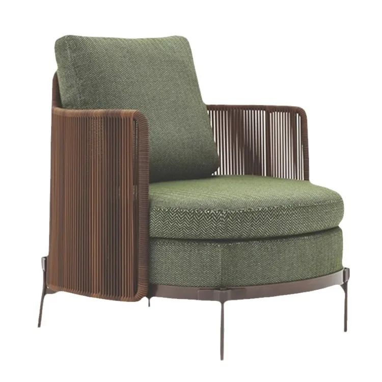 Modern outdoor rattan sofa courtyard waterproof model room B & B balcony leisure single rattan chair backrest leisure chair
