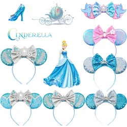 Disney Cinderella Hair Accessories Women Crystal Shoes Ears Headbands for Girls FatTonny Bow Head Band Kids Pumpkin Car Hairband