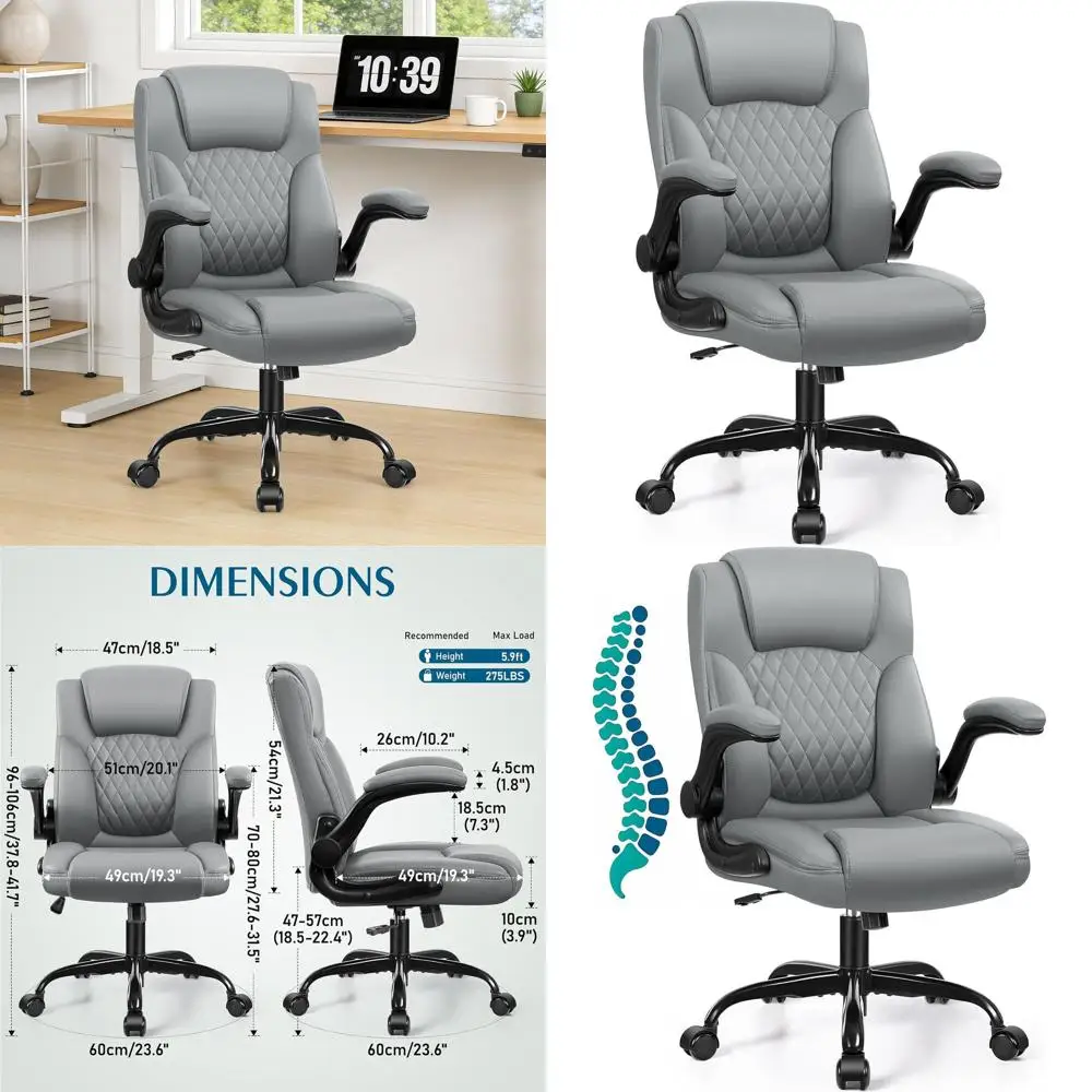 

Эргономичное офисное кресло из искусственной кожи с поворотом на 360 градусов ° Поворотное сиденье, регулируемые подлокотники и колесная база для комфортной игры