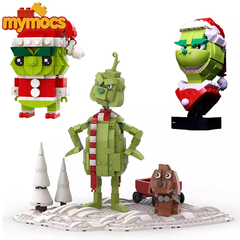 Mymocs MOC Ideen Märchenhaftes Grünhaariges Monster Anime-Figuren Skulpturen Bausteine Headz-Sets Bausteine Spielzeug Weihnachtsgeschenk