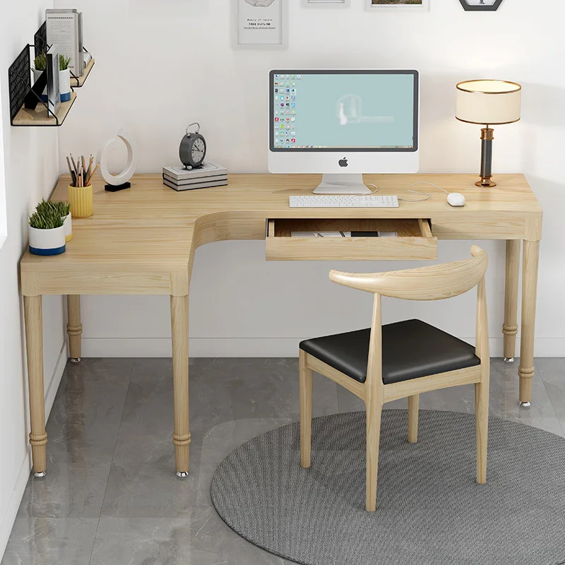 Solid wood L-shaped computer desk Corner workbench Corner desk Student home computer desk