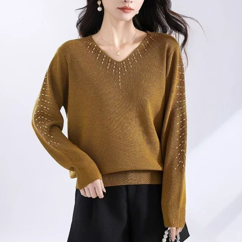 

2026 весна осень новый джемпер свитер женский трикотаж пальто свободный пуловер в западном стиле женская куртка модная нижняя рубашка топ