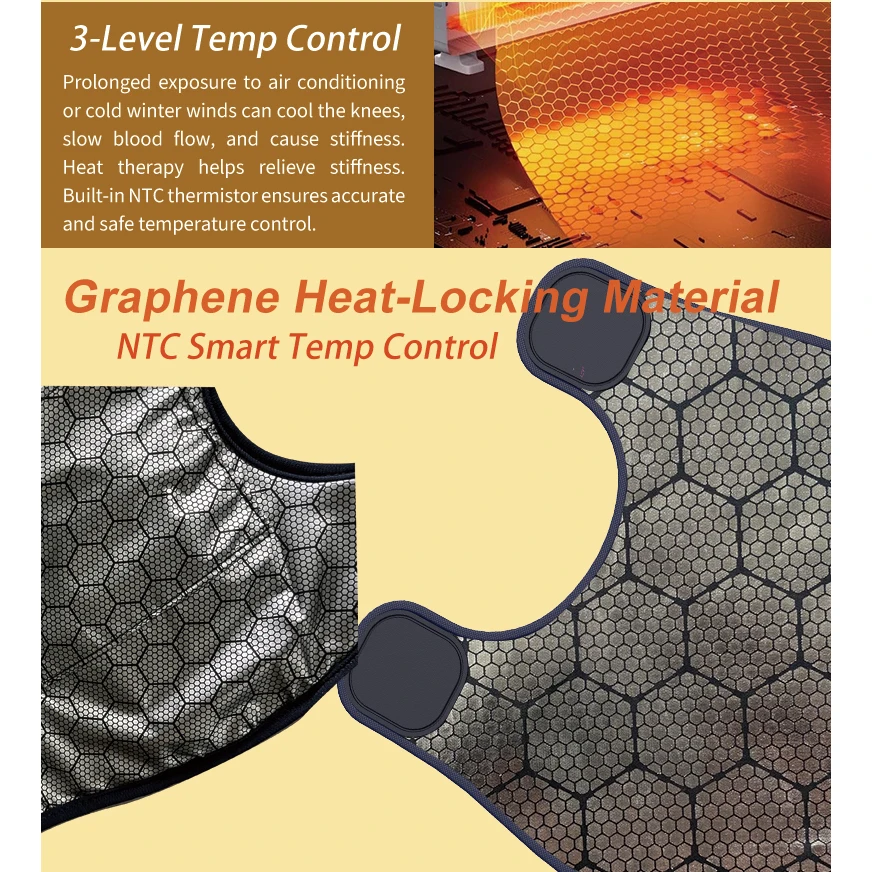 大容量膝痛緩和マッサージャー、温熱振動パルス機能付き、カスタムパッケージ入り-デジタル電池式