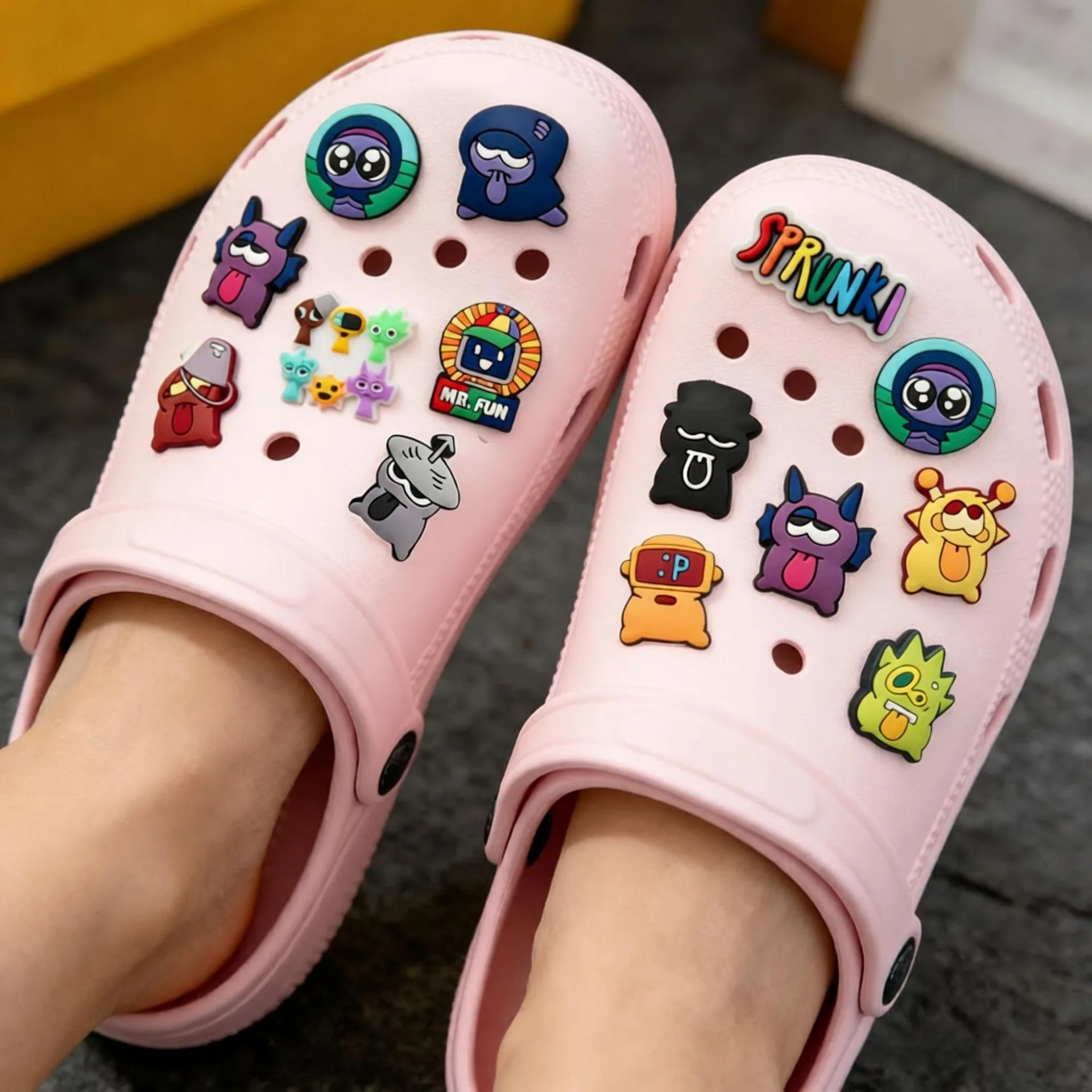 New 1-15pcs Cartoon Game PVC Sandals Shoe Charms Accessories Designer Hole Slipper Decoration DIY Backpack Bracelet Adult Gift