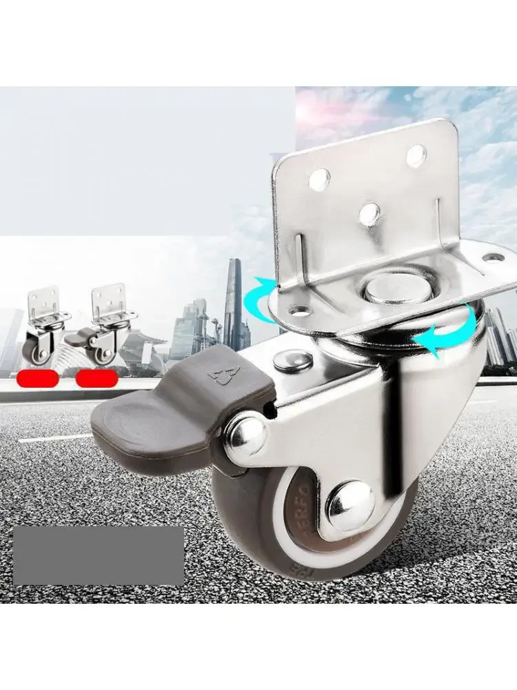 4 Pcs/Lot Flower Frame Wheel L-type Plywood Universal 2-inch Crib Pulley Table Caster Mute 1-inch Steering With Brake