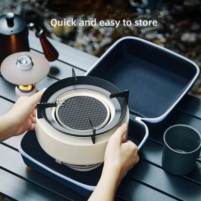 キャンプ用ガスストーブ、防風カセットストーブ、ピエゾ点火付き、屋外用ポータブル折りたたみ式ストーブバーナー