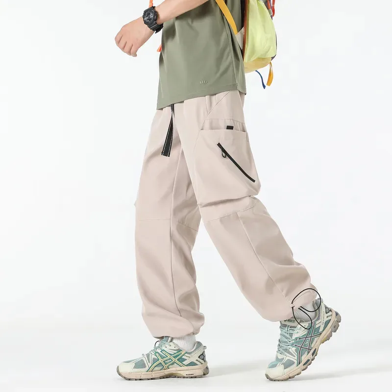 남성용 트렌디하고 다재다능한 루즈 캐주얼 바지 새로운 가을 스타일 아메리칸 하이 스트리트 패션 작업복 바지 단색