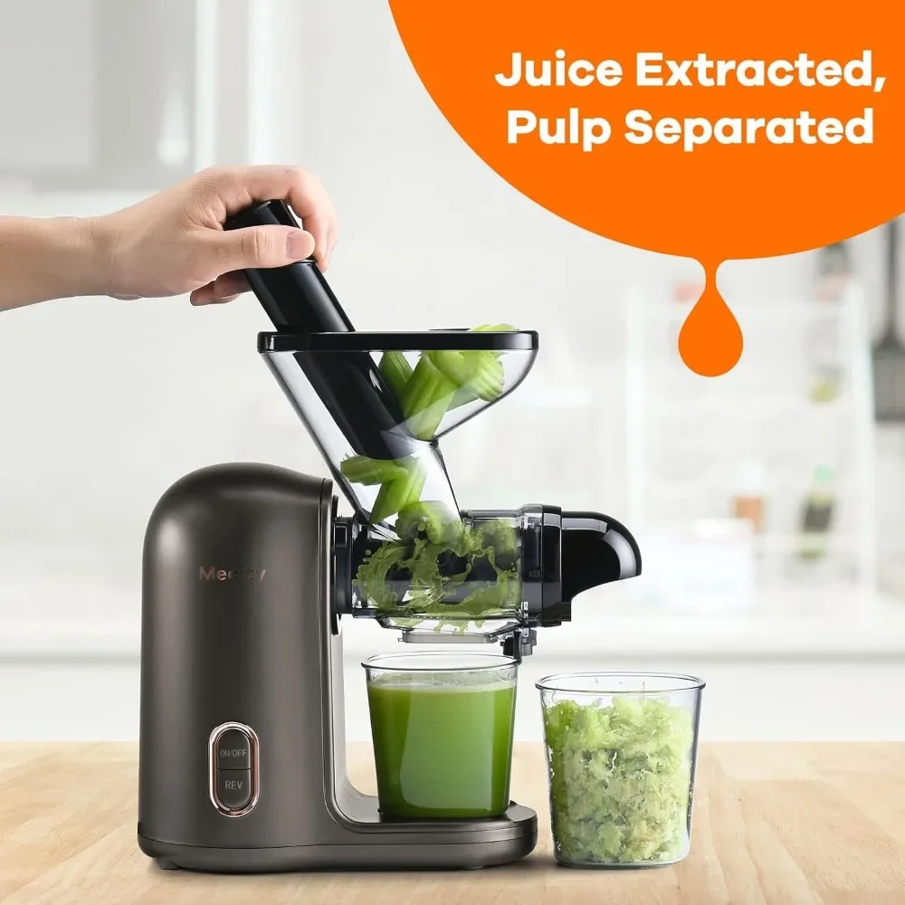 Small Juicer Electirc Slow Juicer with Reverse Function For Home, Easy to Clean Juicer Extractor with Travel Bottle