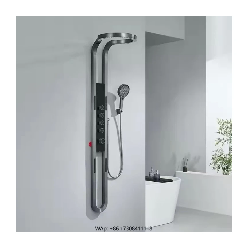 New  Black  Hot and Cold Sprinkler Massage Shower Head Sets Stainless Steel Shower Panel System