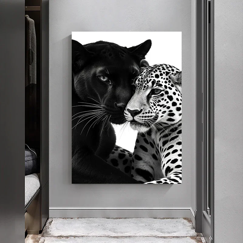 Multiple sizes 1pc frameless Canvas Painting,Cheetahs Close Together Romantic Couple Valentine's Day Poster and Prints Canvas Pa