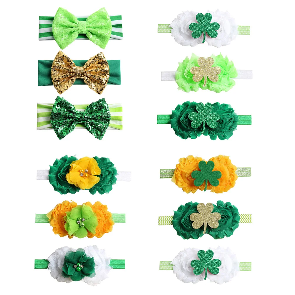 3 PCS Baby Headwear Band Girls Headbands The Flowers Green Toddler Hair Accessories Newborn