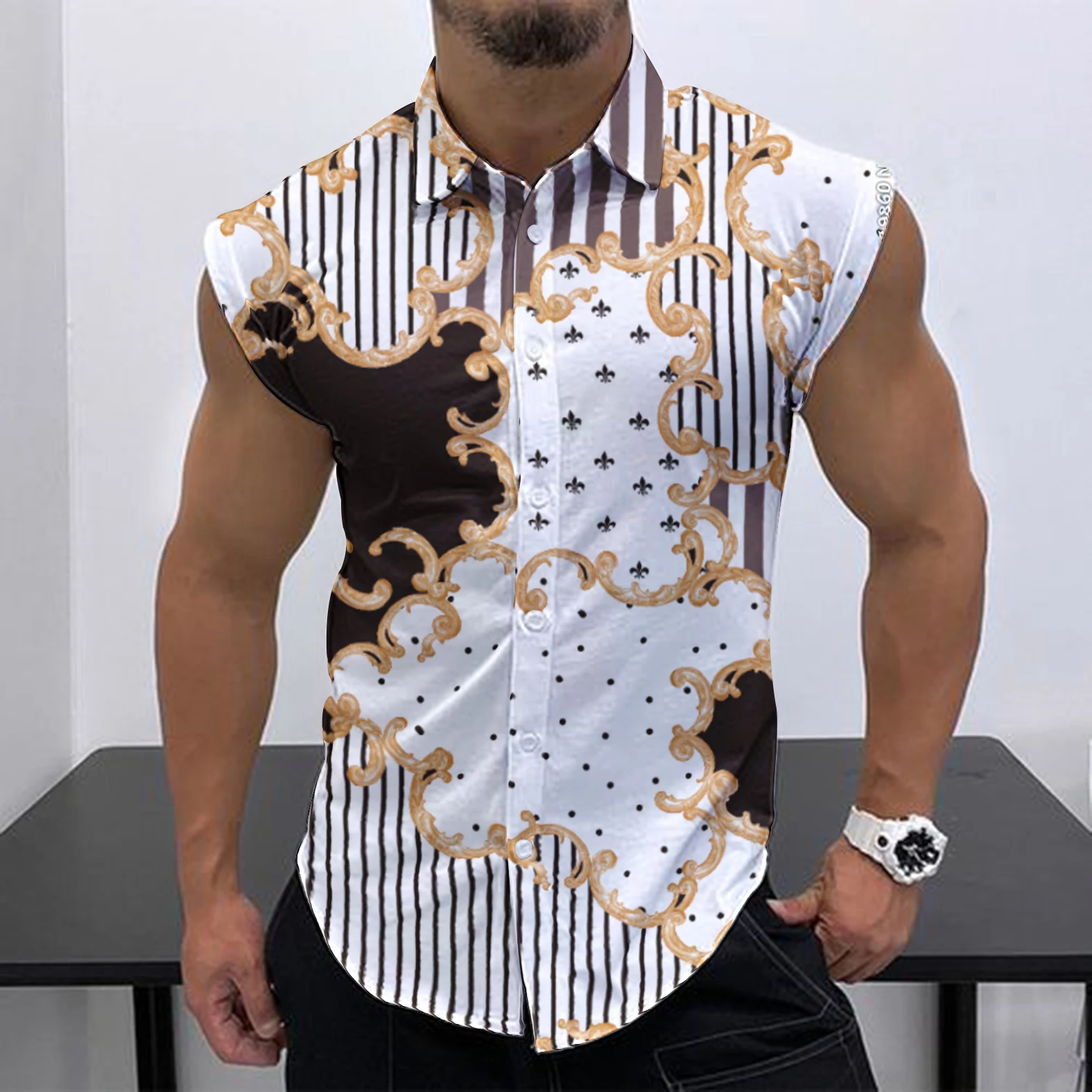 2023 Summer New Men\'s Sleeveless Shirt Fashion Street Leisure Beach Holiday Party Fashion Brand HD 3D Print Quick Dry Shirt