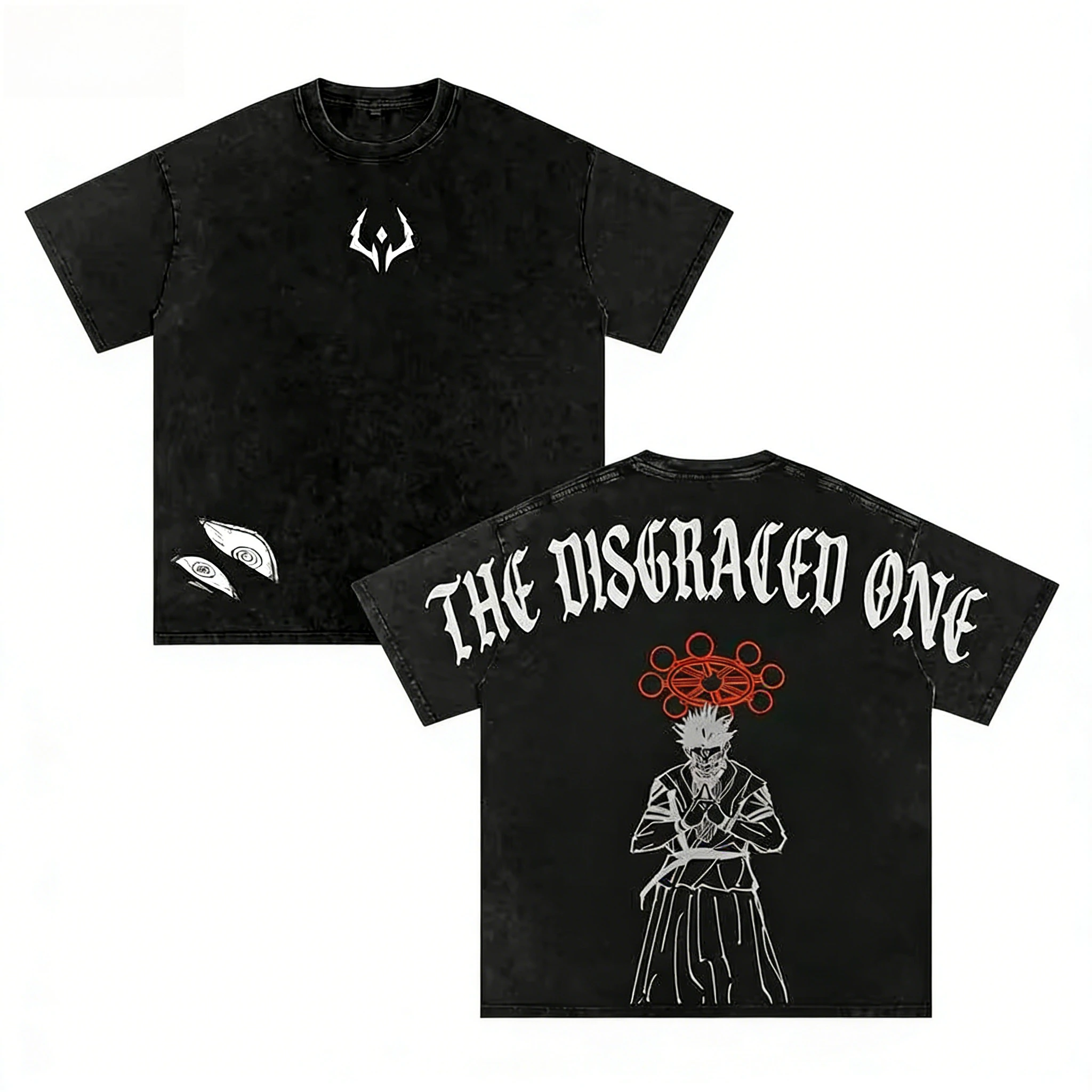 Sukuna The Disgraced One T Shirt Jujutsu Kaisen Men Acid Wash Mahoraga Wheel Anime Graphic Streetwear Shinjuku Showdown Top