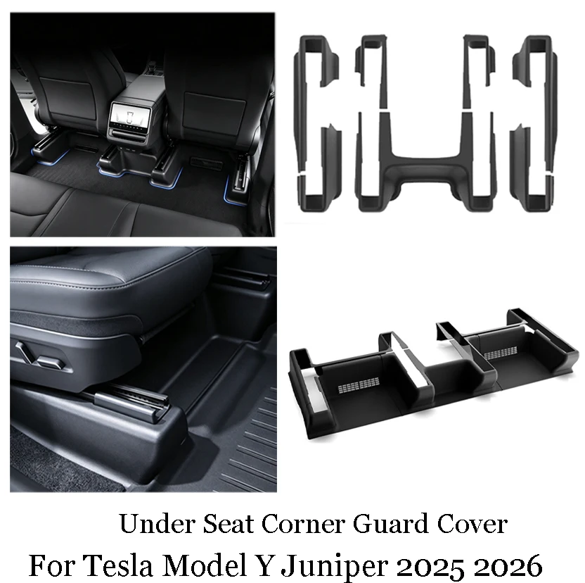 Under Seat Corner Guard For Tesla Model Y Juniper 2025 2026 Protector Rear Seat Slide Rails Guard Kit Car Interior Accessories