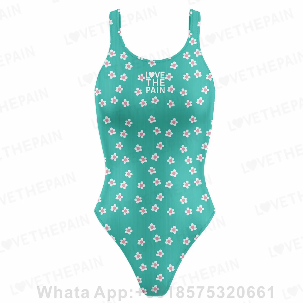 Love The Pain Sports One Piece Swimsuits For Women 2022 New Training Bodysuit Sexy Bathing Suit Monokini Beach Wear Swimwear