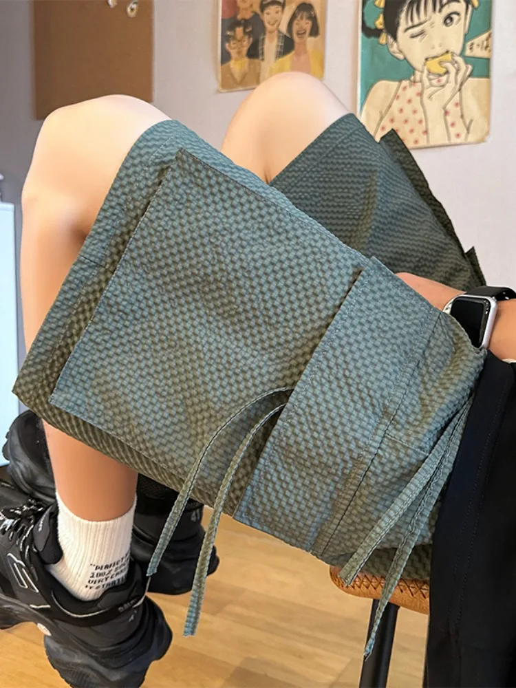 

Мужские летние тонкие модные американские брюки-карго свободного кроя с большими карманами, дышащие, легкие, для повседневной носки