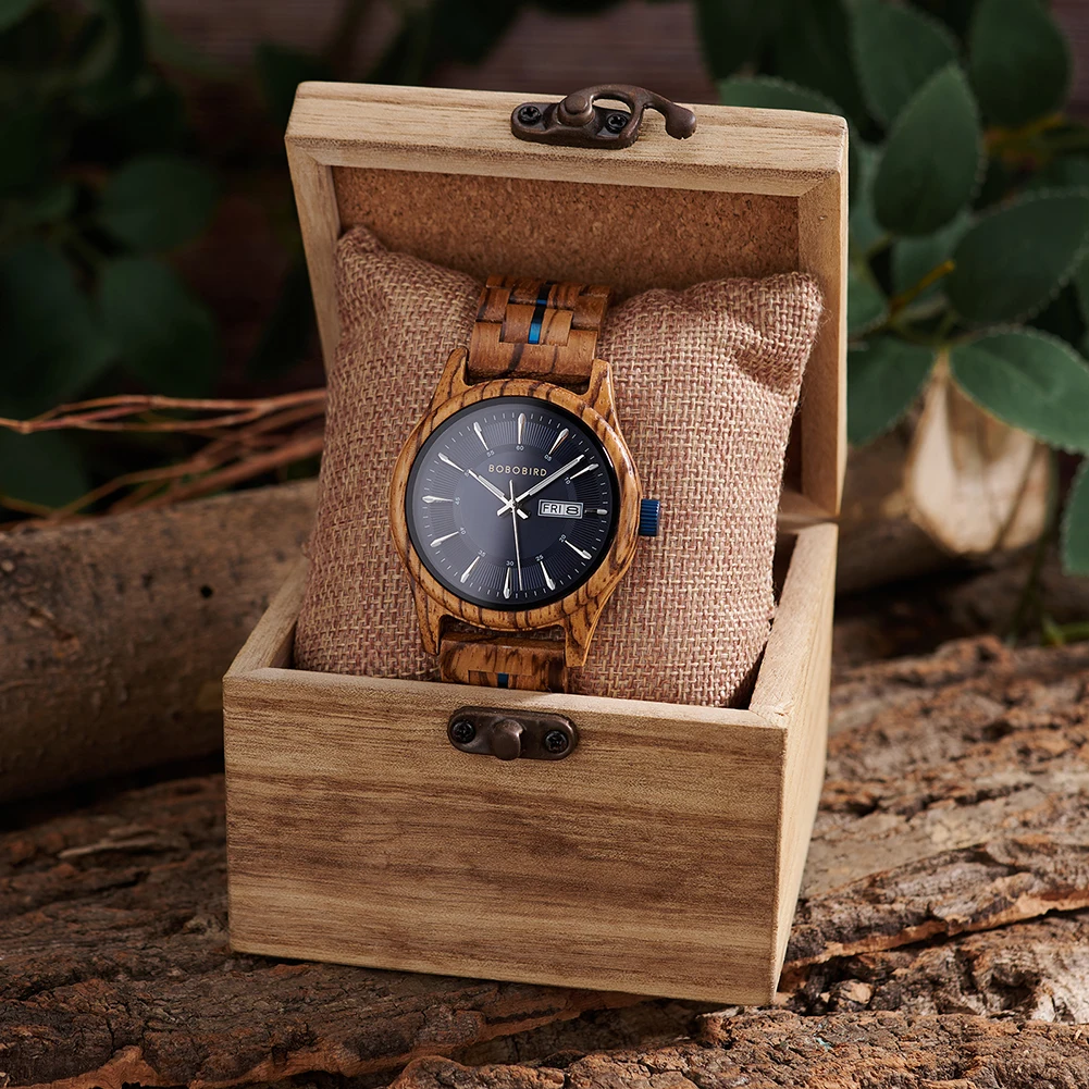BOBO BIRD Orologio da uomo in legno personalizzato Cronografo di moda Orologio da polso sportivo al quarzo Orologio in legno di noce per uomo Dropshipping