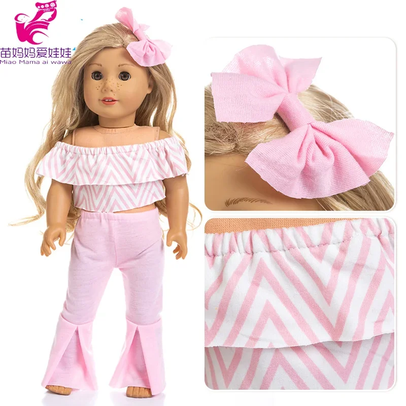 17inch Baby Doll Clothes Trousers Set 18 Inch 45cm Girl Doll Outfit One-shoulder Bell-bottom