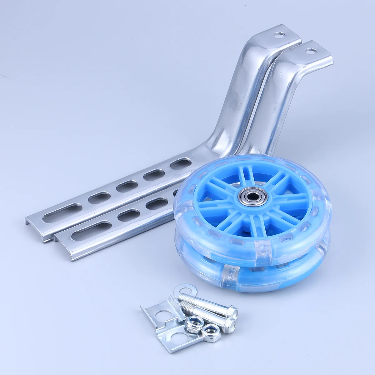 

Balance Auxiliary Wheel Blue Mute Flash Bike Training Wheels Uv Resistant Sturdy Adjustable For Safety Riding