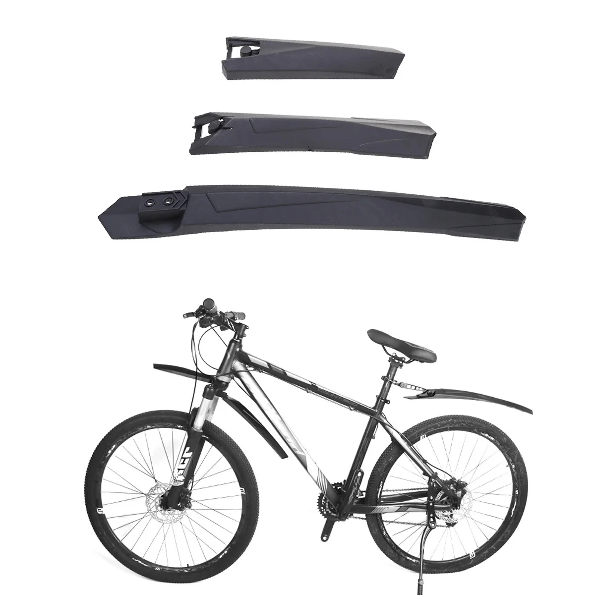 

Quick Release Black High Elasticity Mud Shield For Mountain Road Bike Lightweight Rear Mudguard Set