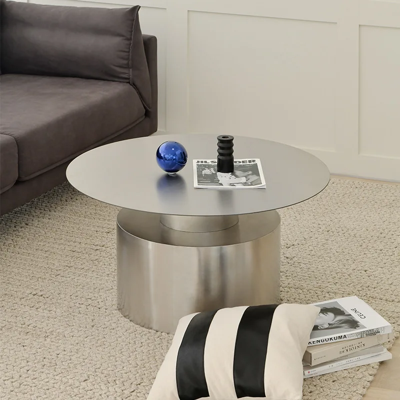 Stainless steel combination coffee table light luxury metal sofa edge few round coffee table modern minimalist style