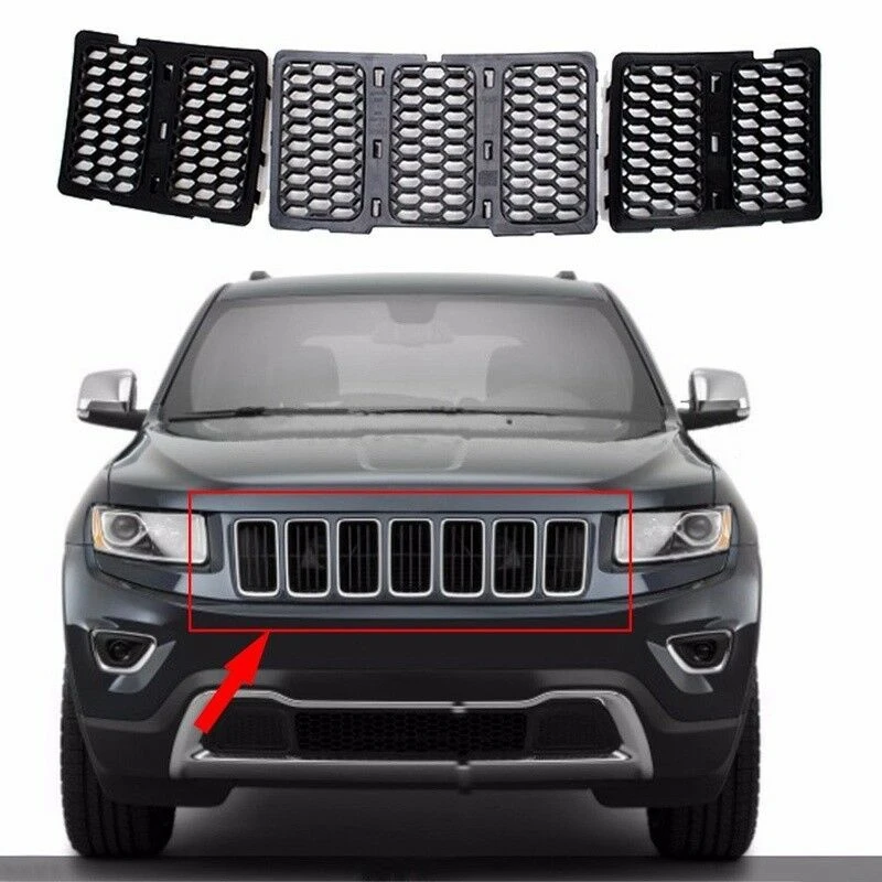 Car Black Front Grille Inserts Trim Mesh Kit for Jeep Grand Cherokee 2014-2016-boom