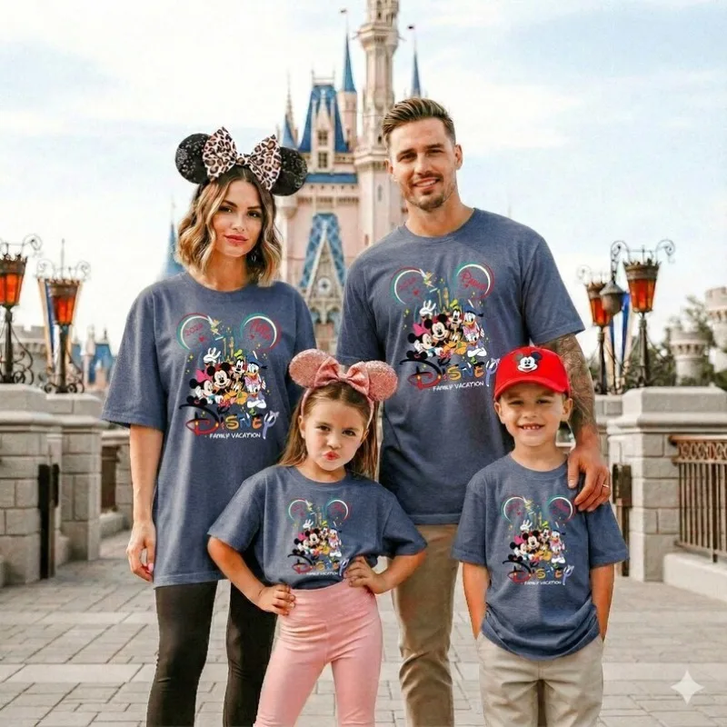 

Футболка хлопковая с принтом «Замок и персонажи Каваи» 2026, ретро, высокое качество, оверсайз, унисекс, повседневная, для лета, мото