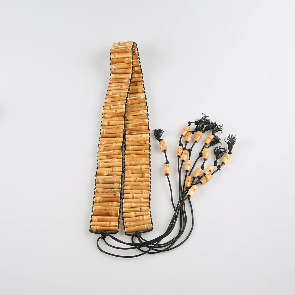 Handmade Natural Bamboo Root Belt Handwoven Clothing Decoration Accessories Beaded Tassel Waist Chain