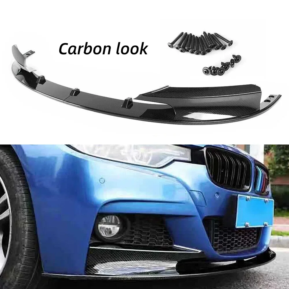 Front Bumper Lip for BMW F30/F35 3 Series M Style 2012-2018 Front Bumper Cover Only for Sports Version Black/Carbon Look