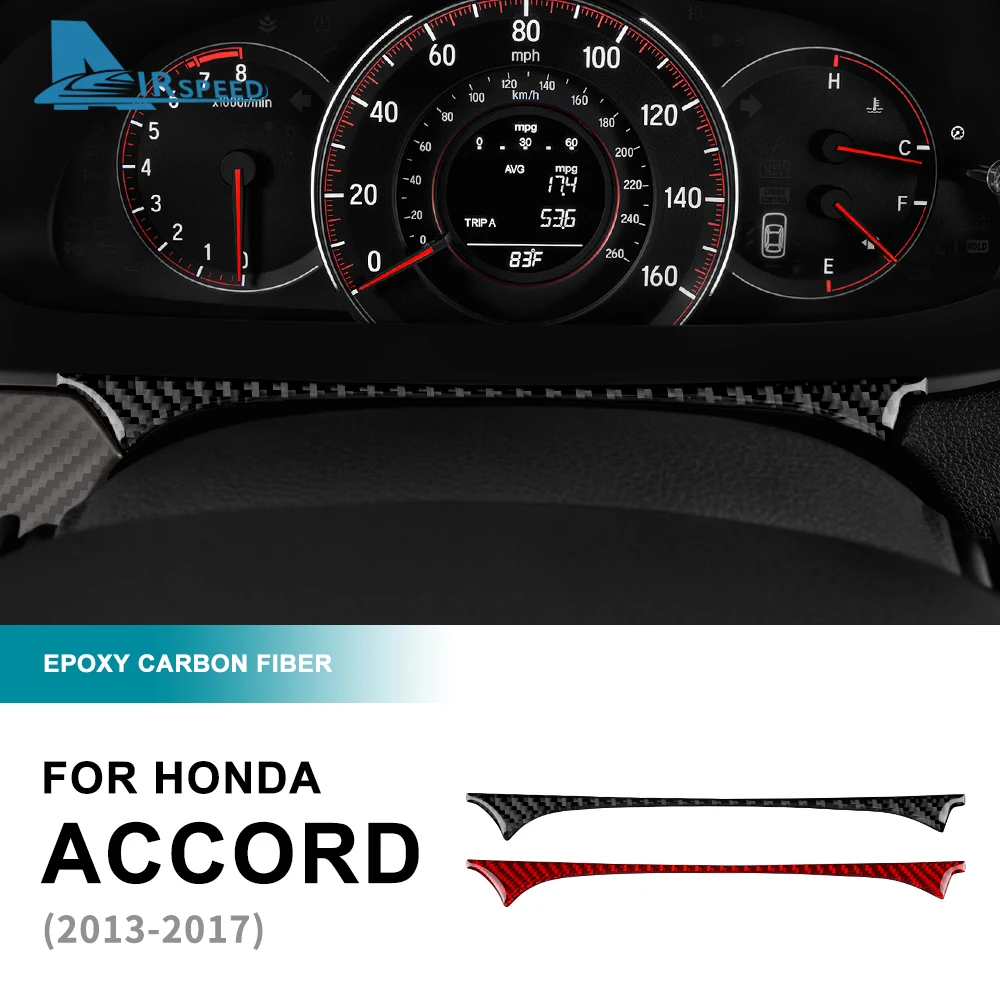 For Honda Accord 2013 2014 2015 2016 2017 Real Soft Carbon Fiber LHD Car Dashboard Strip Interior Trim Accessories