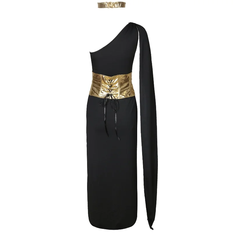 Cosplay Clothing S-XL One Shoulder Greek Goddess  Costume Egyptian Cleopatra Theme Party Dress Long Stage Performance Dress