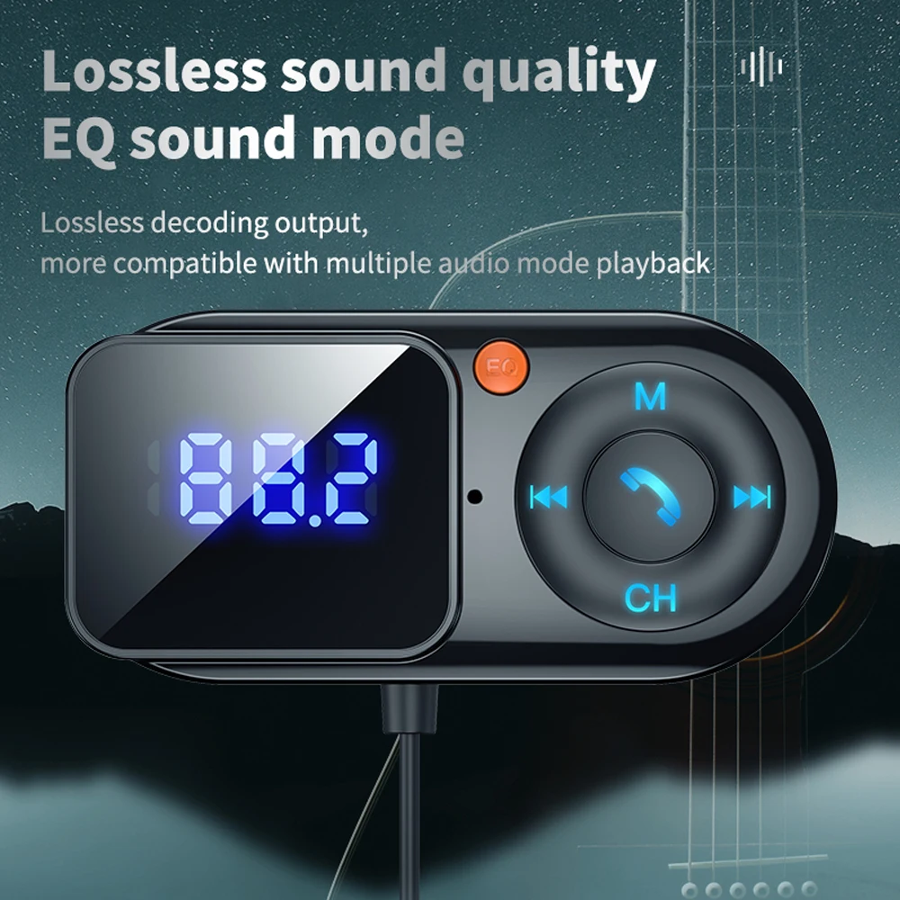 Bluetooth 5.0 FM Transmitter Modulator 3.5mm AUX Audio Receiver LED Display USB Handsfree Car Kit Support TF Card MP3 Player