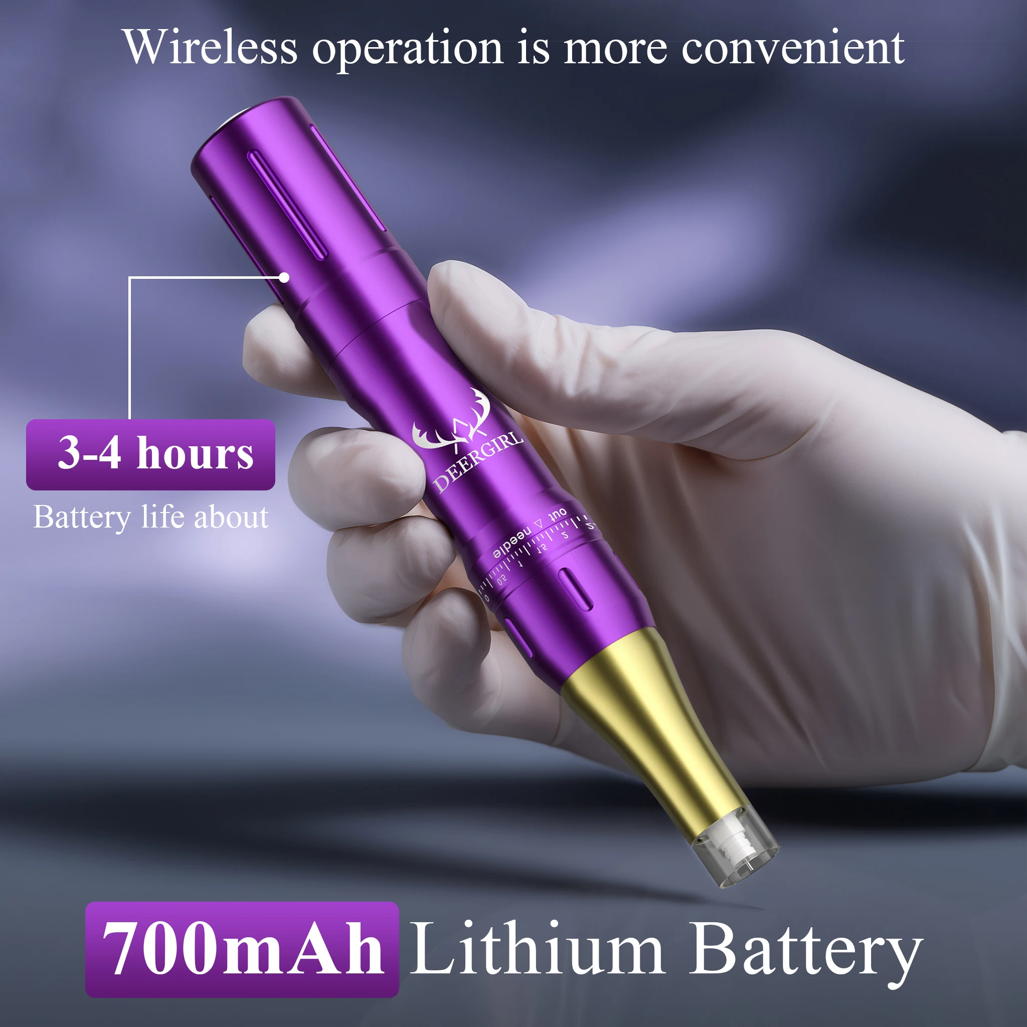 Deergirl اللاسلكية تجميل دائم آلة كيت 700mAh قدرة البطارية محرك Coreless مع الحاجب الوشم إبرة الوشم الصباغ