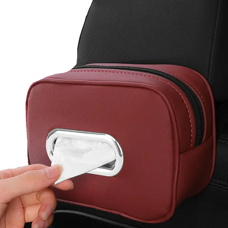 Car Napkin Holder PU Leather Tissue Boxes For Cars Car Visor Tissue Holder Backseat Tissue Cover Sun Visor Accessory For Car And
