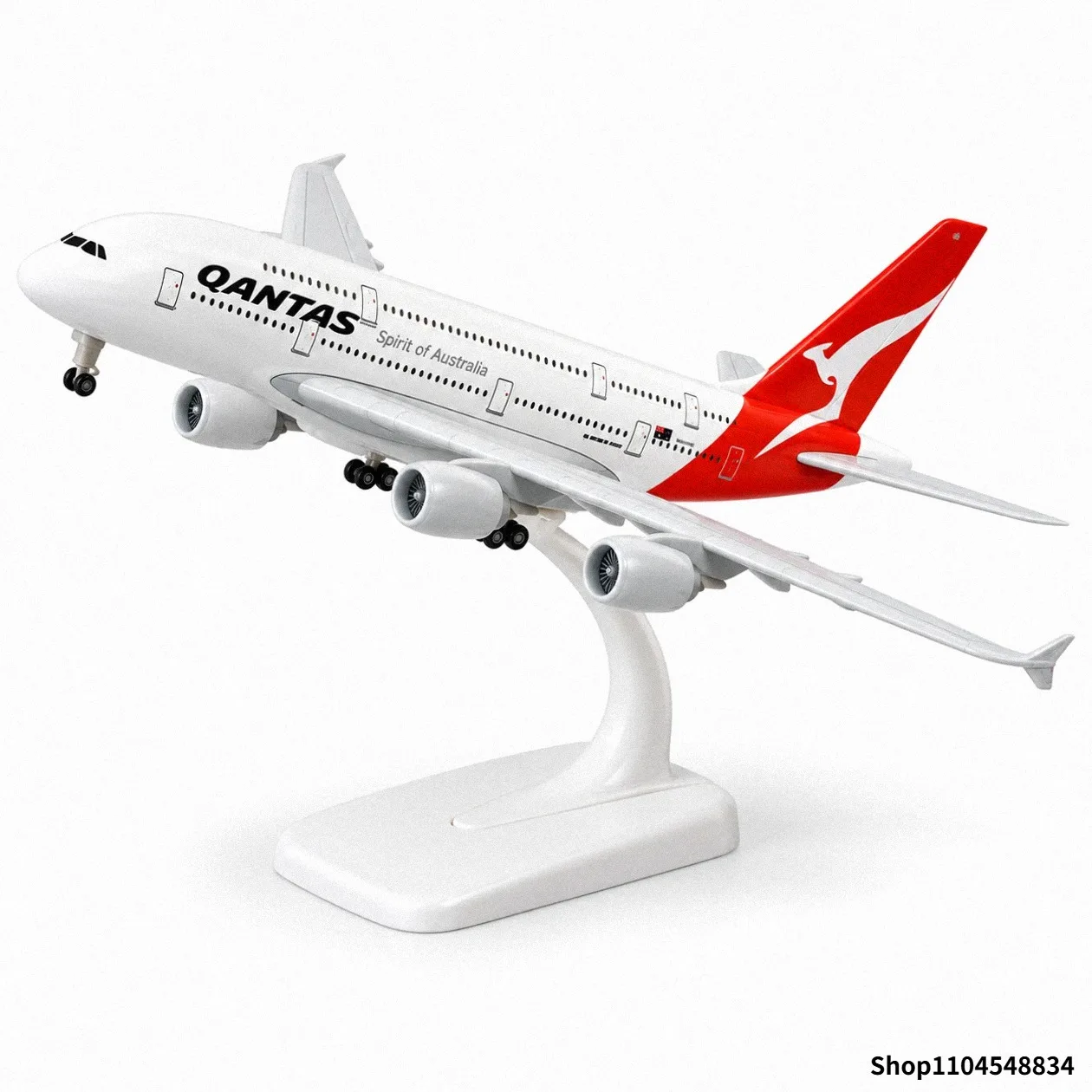 Airbus A380 Qantas Airlines 20cm Diecast Metal Plane Model Toy with Stand Landing Gear Collectible Gift Desk Decor for Aviation