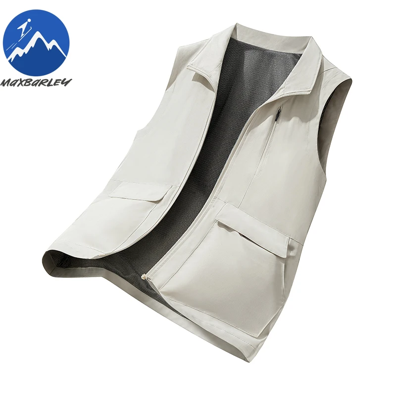 Maxbarley Summer Cargo Vest Men Fashion Fishing Multi-Pocket Sport Sleeveless Vests Jogger Outdoor Casual Breathable Work Jacket