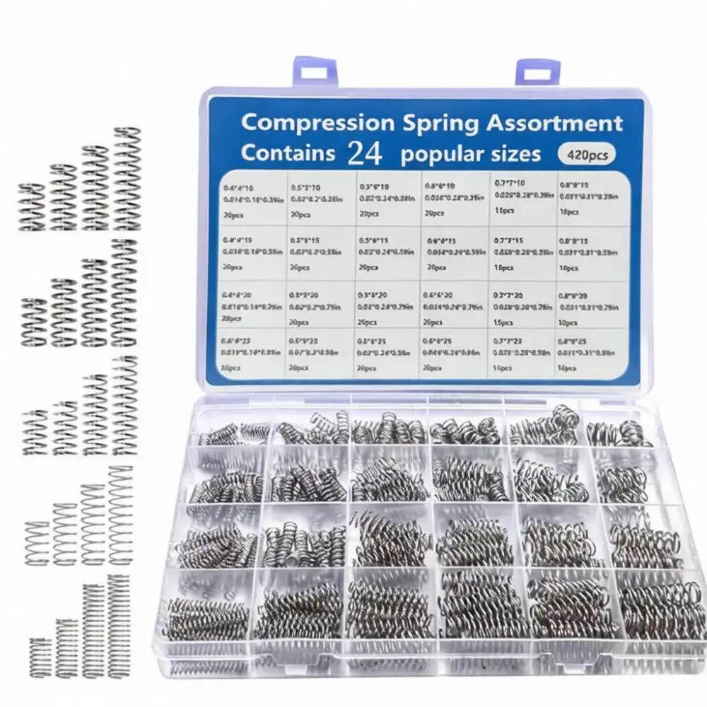 300 390 Stainless Steel Coil Springs Assortment Kit Mechanical Repair Hardware Industrial Compression Springs Hardware Tool