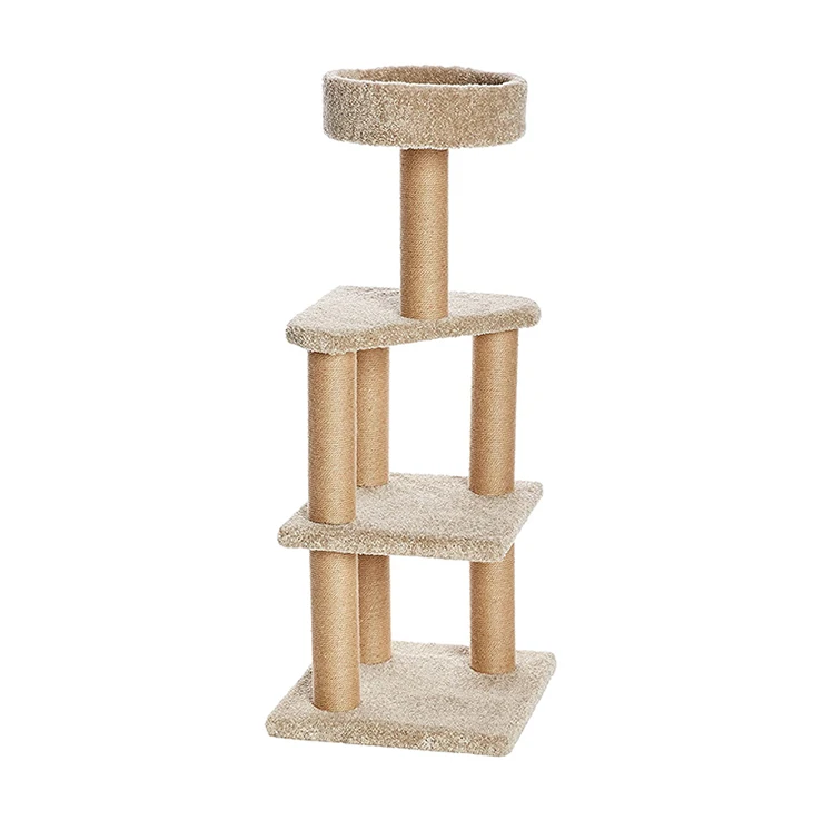 

Factory Custom Modern Luxury Solid Wood Large Multilayer Cat Climbing Scratching Tree Condo for Cats with Scrapers and Bed