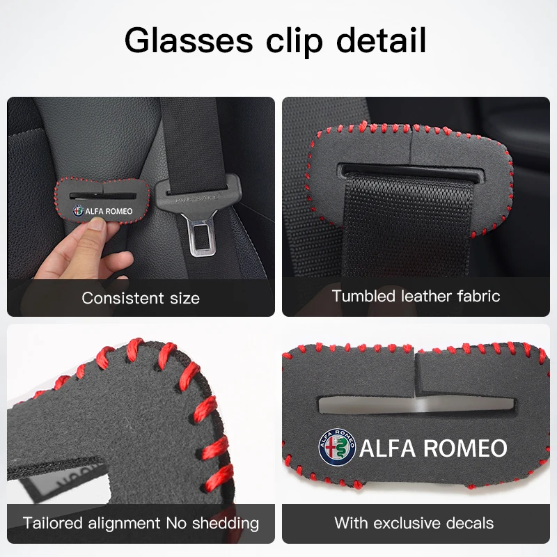 Car Seat Belt Buckle Suede Wear Resistant Protector Cover For Alfa Romeo 4C 159 166 Spider Giulia Giulietta 156 Tonale 147 8C GT view 5