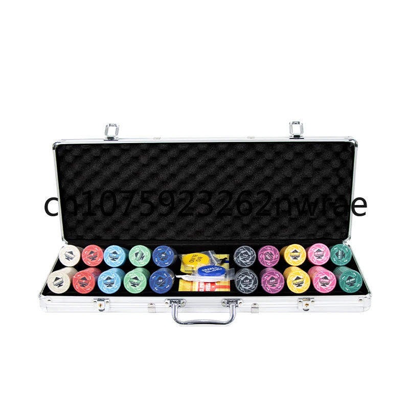 Casino quality ceramic ept poker chips round poker chips set with aluminum case