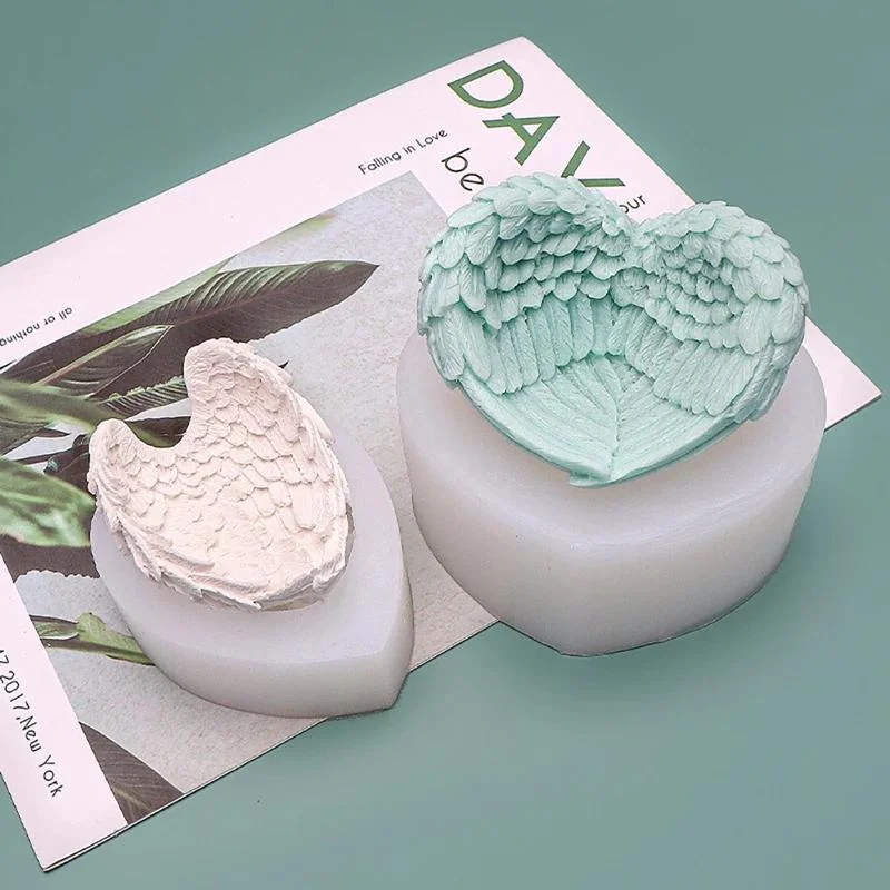 Angel Love Wings Silicone Mold Car Diffuser Stone Office Storage Epoxy Ornaments Key Candle Holder Mold Candle Making Supplies