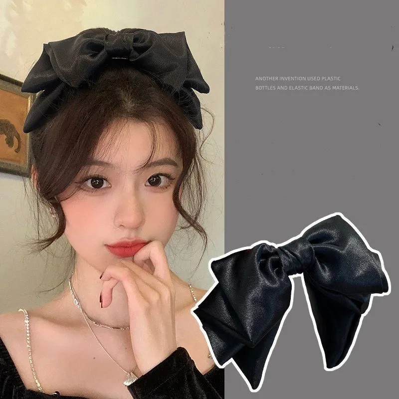 

Silk Pleated Bow Spring Hair Clip Sweet Elegant Bowknot Ponytail Clip Women Girls Elegant Barrettes Clip Party Hair Accessories