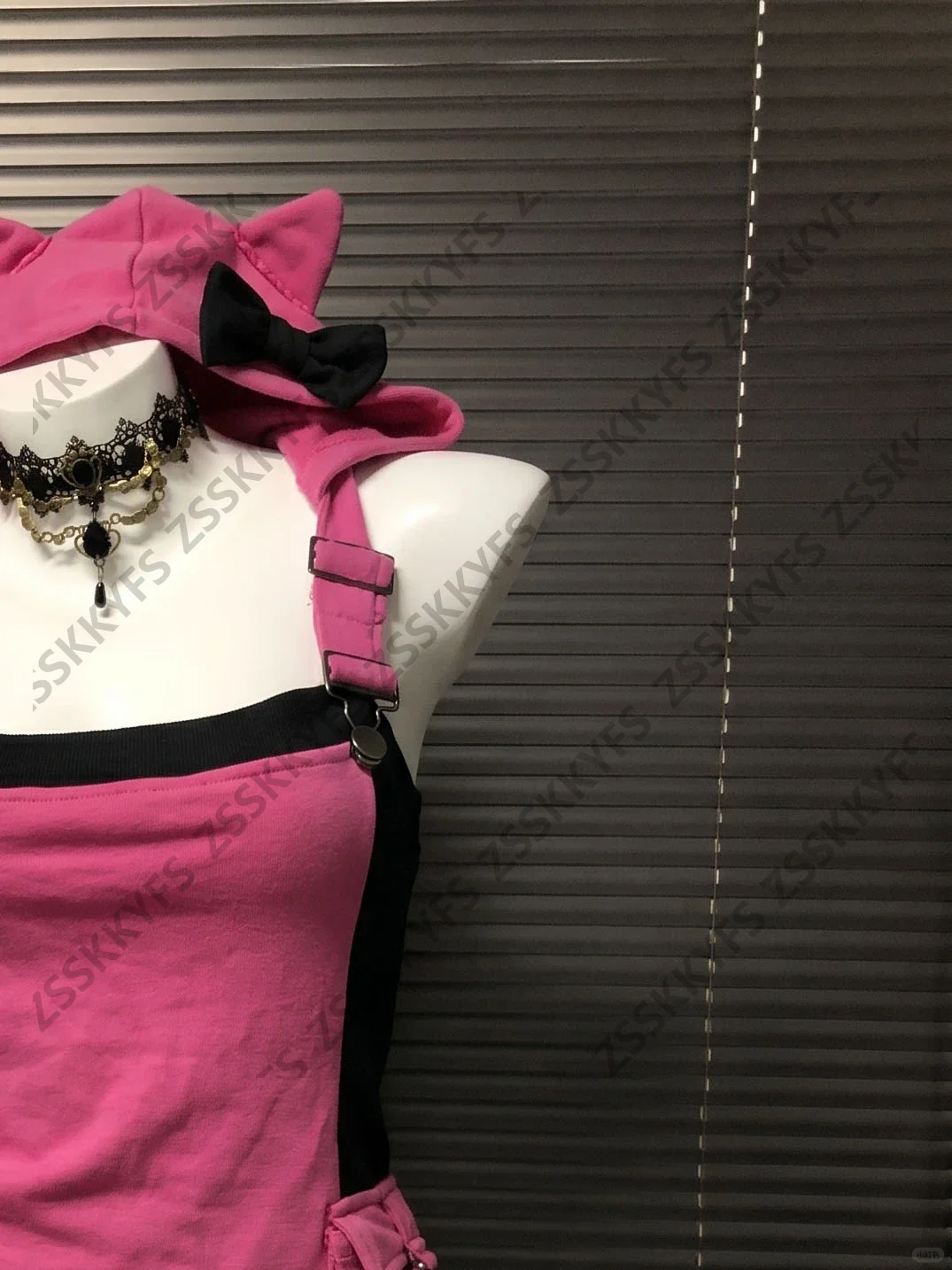 Y2k Himekaji Sexy Tank Sleeveless Hoodie Cute Cat ears Bow 2000s Aesthetic Female Clothing Summer Japanese Pink Sweet Camisole view 5