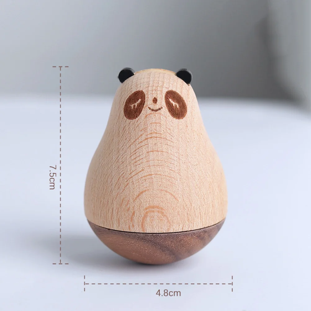 Adorable Wooden Tumbler Unique Shape Design Cartoon Animal Desktop Decoration Gift for Kids Bear Wooden Tumbler Toy