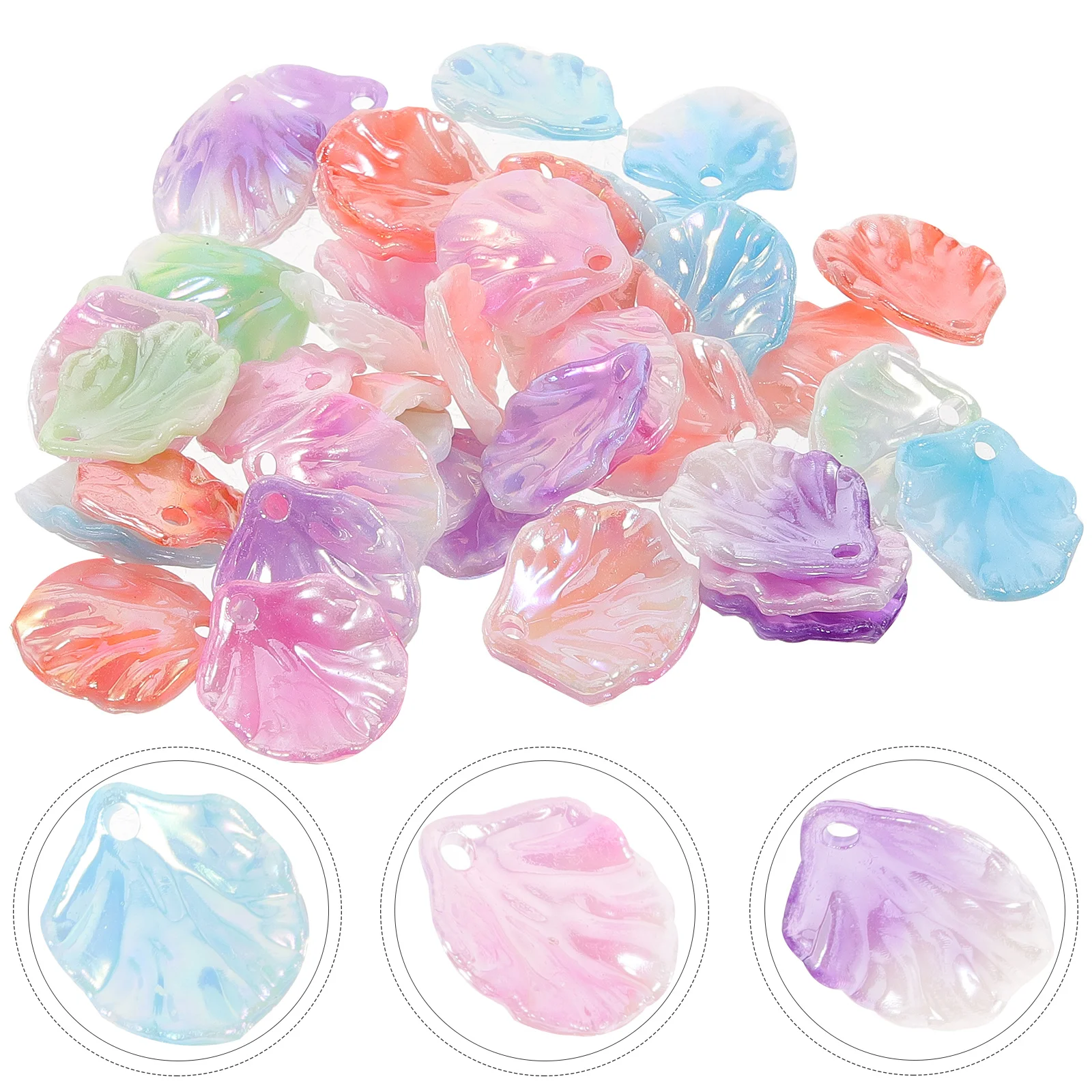 

100pcs Acrylic Flower Petal Charms Double Color Gradient Shell Style DIY Hair Accessories Earring Necklace Jewelry Making