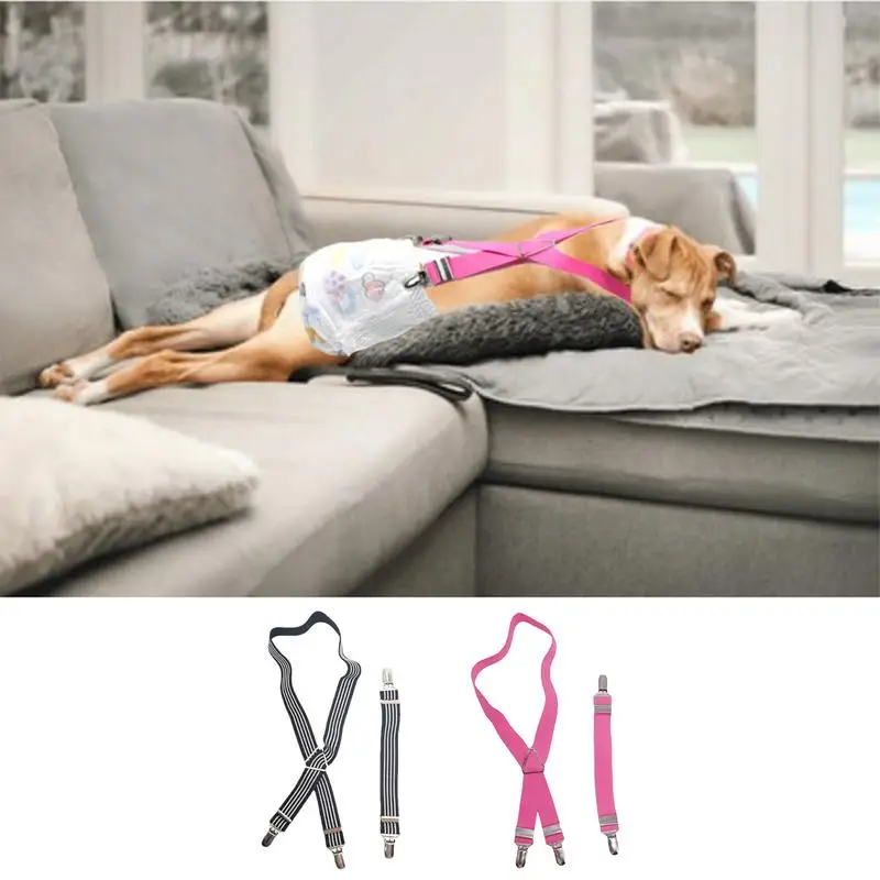 Dog Diaper Suspenders 2pcs Adjustable Pet Nappy Antislip Suspenders Diaper Fixing Tool Diaper Keeper Dog Nappy Strap For Dog