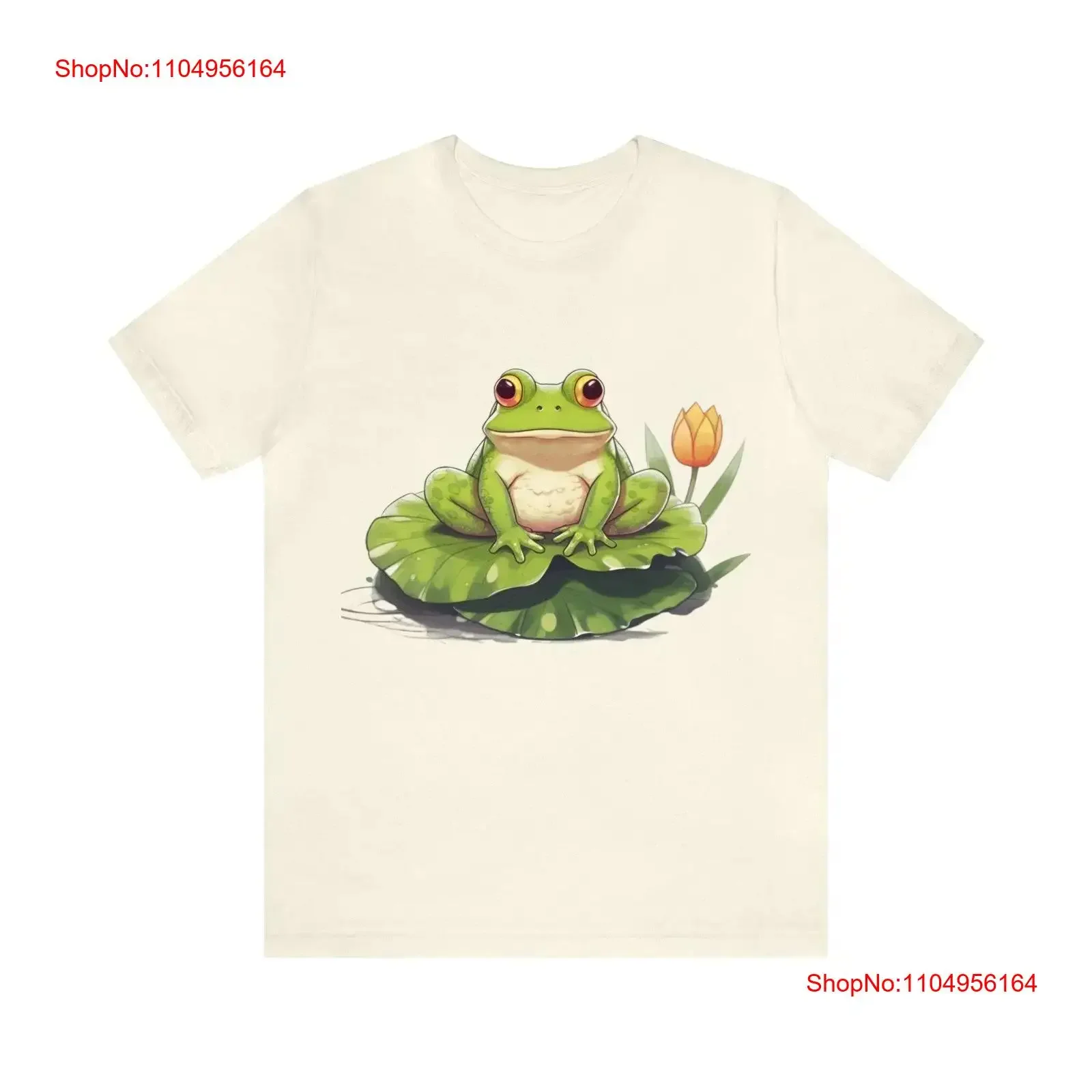

Frog on lily pad T shirt flower wildlife pond cottagecore vintage Washed Top For Everyday Wear Stretched designer clothes
